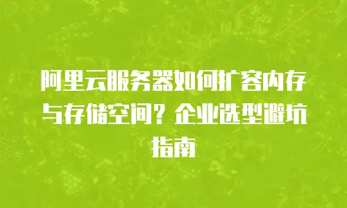 阿里云服务器如何扩容内存与存储空间？企业选型避坑指南
