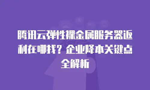 腾讯云弹性裸金属服务器返利在哪找？企业降本关键点全解析