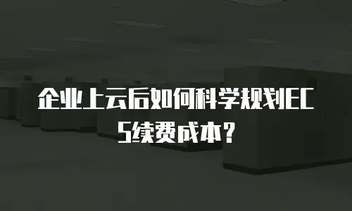 企业上云后如何科学规划ECS续费成本？
