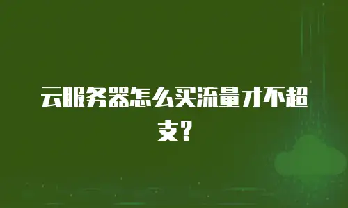 云服务器怎么买流量才不超支？