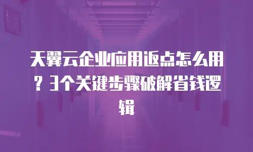 天翼云企业应用返点怎么用？3个关键步骤破解省钱逻辑