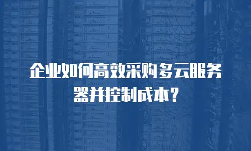企业如何高效采购多云服务器并控制成本？