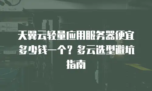 天翼云轻量应用服务器便宜多少钱一个？多云选型避坑指南