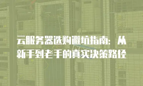 云服务器选购避坑指南：从新手到老手的真实决策路径