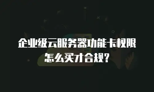 企业级云服务器功能卡权限怎么买才合规？