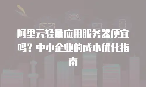 阿里云轻量应用服务器便宜吗？中小企业的成本优化指南
