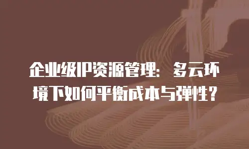 企业级IP资源管理：多云环境下如何平衡成本与弹性？