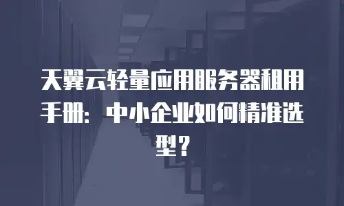 天翼云轻量应用服务器租用手册：中小企业如何精准选型？