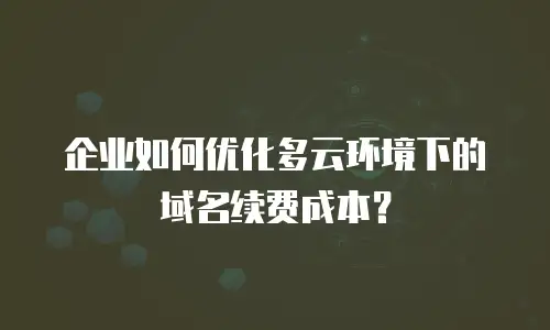 企业如何优化多云环境下的域名续费成本？