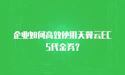 企业如何高效使用天翼云ECS代金券？