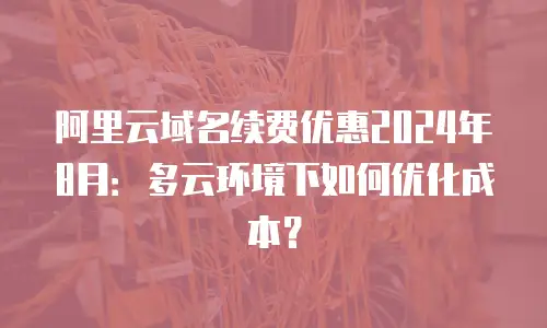 阿里云域名续费优惠2024年8月：多云环境下如何优化成本？