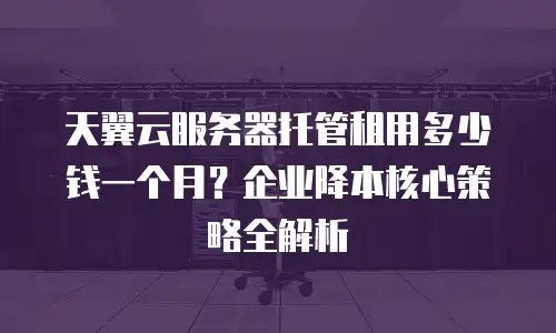 天翼云服务器托管租用多少钱一个月？企业降本核心策略全解析