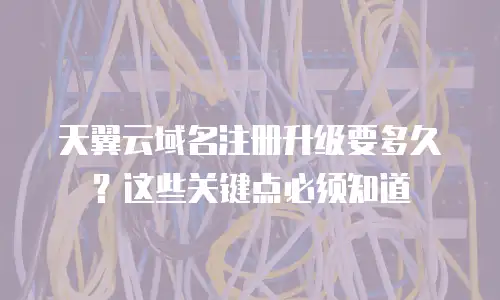 天翼云域名注册升级要多久？这些关键点必须知道