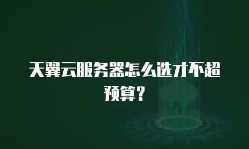 天翼云服务器怎么选才不超预算？