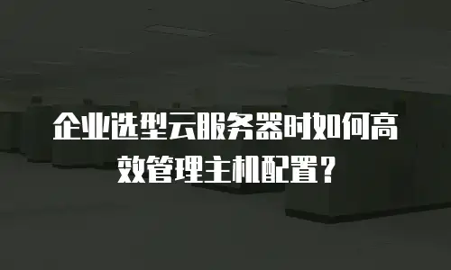 企业选型云服务器时如何高效管理主机配置？