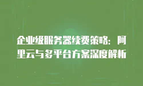 企业级服务器续费策略：阿里云与多平台方案深度解析