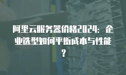 阿里云服务器价格2024：企业选型如何平衡成本与性能？