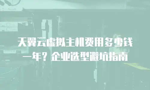 天翼云虚拟主机费用多少钱一年？企业选型避坑指南