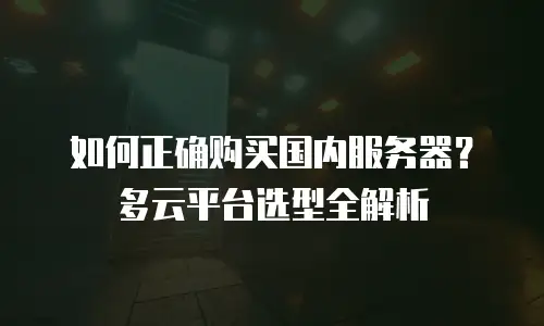 如何正确购买国内服务器？多云平台选型全解析