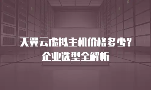 天翼云虚拟主机价格多少？企业选型全解析