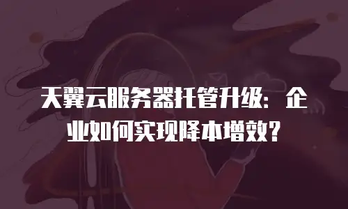 天翼云服务器托管升级：企业如何实现降本增效？