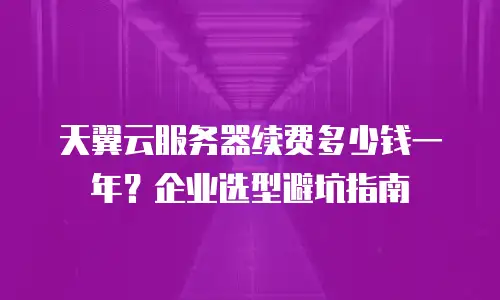 天翼云服务器续费多少钱一年？企业选型避坑指南