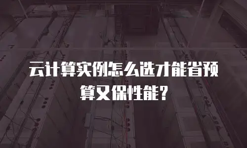 云计算实例怎么选才能省预算又保性能？