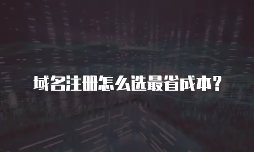 域名注册怎么选最省成本？