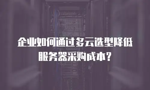 企业如何通过多云选型降低服务器采购成本？