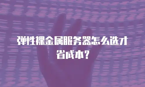 弹性裸金属服务器怎么选才省成本？