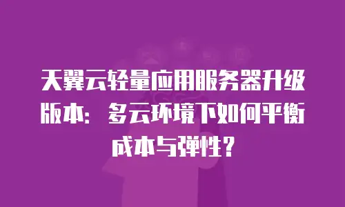 天翼云轻量应用服务器升级版本：多云环境下如何平衡成本与弹性？