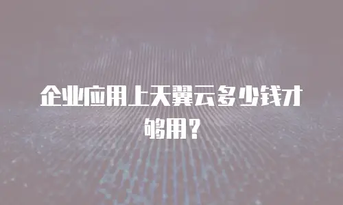 企业应用上天翼云多少钱才够用？