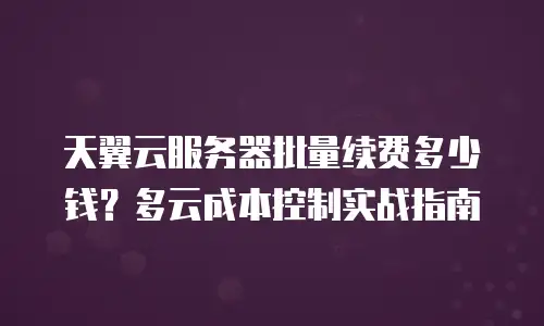 天翼云服务器批量续费多少钱？多云成本控制实战指南