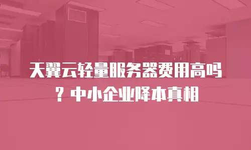 天翼云轻量服务器费用高吗？中小企业降本真相
