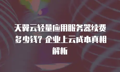 天翼云轻量应用服务器续费多少钱？企业上云成本真相解析