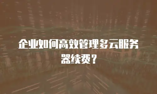 企业如何高效管理多云服务器续费？