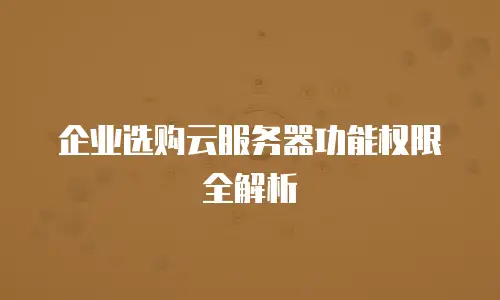 企业选购云服务器功能权限全解析