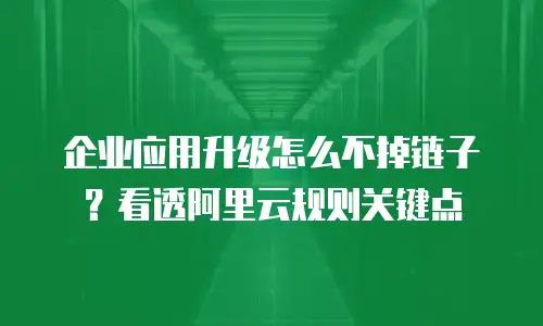 企业应用升级怎么不掉链子？看透阿里云规则关键点