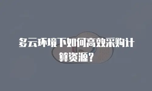 多云环境下如何高效采购计算资源？