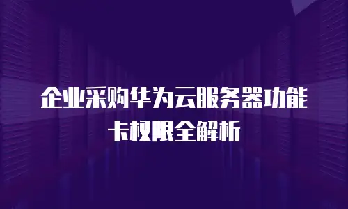 企业采购华为云服务器功能卡权限全解析