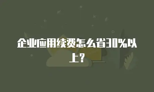 企业应用续费怎么省30%以上？
