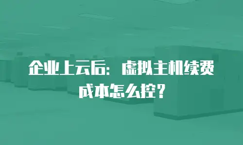 企业上云后：虚拟主机续费成本怎么控？