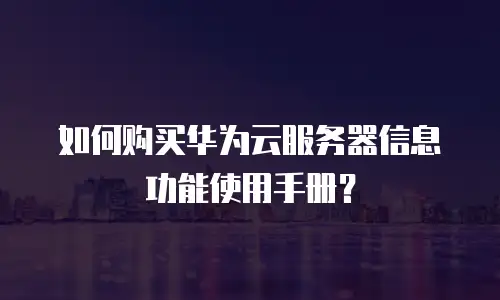 如何购买华为云服务器信息功能使用手册？