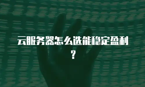 云服务器怎么选能稳定盈利？