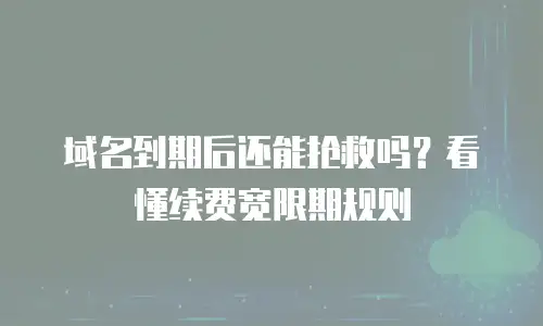 域名到期后还能抢救吗？看懂续费宽限期规则