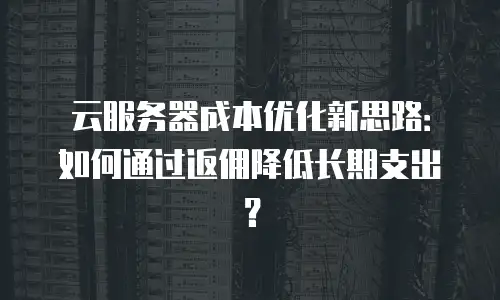 云服务器成本优化新思路：如何通过返佣降低长期支出？