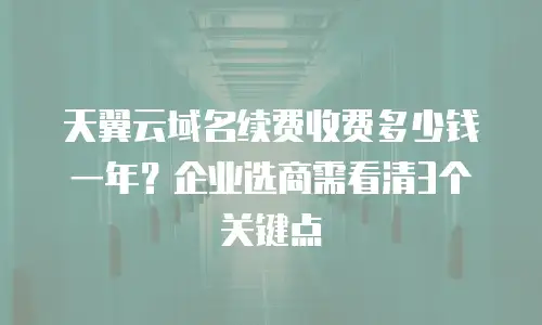天翼云域名续费收费多少钱一年？企业选商需看清3个关键点