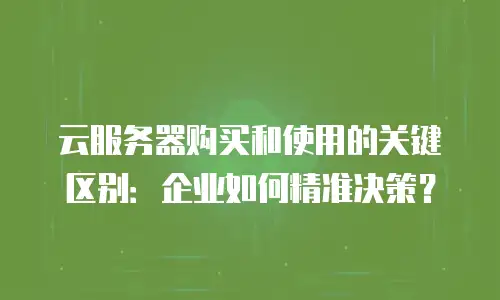 云服务器购买和使用的关键区别：企业如何精准决策？