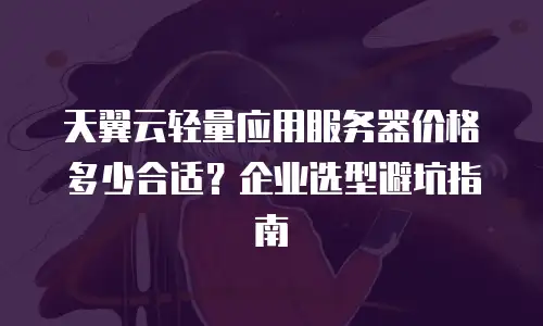 天翼云轻量应用服务器价格多少合适？企业选型避坑指南