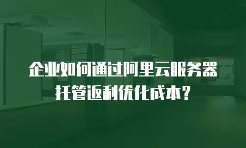 企业如何通过阿里云服务器托管返利优化成本？